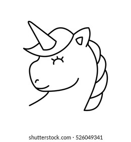 Cute fantasy unicorn icon vector illustration design