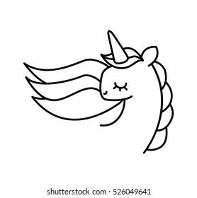 Cute fantasy unicorn icon vector illustration design