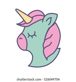 Cute fantasy unicorn icon vector illustration design
