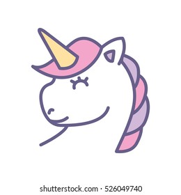 Cute fantasy unicorn icon vector illustration design