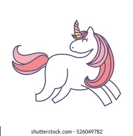 Cute fantasy unicorn icon vector illustration design