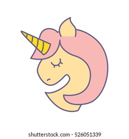 Cute fantasy unicorn icon vector illustration design