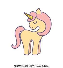 Cute fantasy unicorn icon vector illustration design