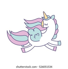 Cute fantasy unicorn icon vector illustration design