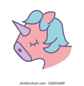 Cute fantasy unicorn icon vector illustration design