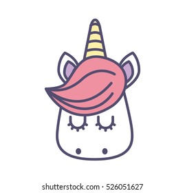 Cute Fantasy Unicorn Icon Vector Illustration Design