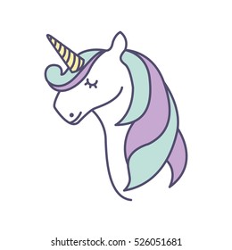 Cute fantasy unicorn icon vector illustration design