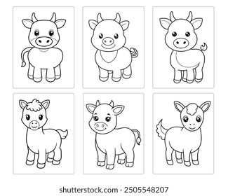 Cute Farm Animal coloring page for Kids Vol-02