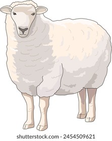 Cute farm animal sheep illustration