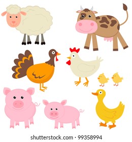 Cute Farm Animals Stock Vector (Royalty Free) 99358994