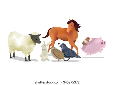 Cute farm animals collection
