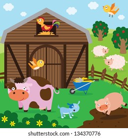 Cute Farm Animals Collections Set Stock Vector (Royalty Free) 134370776 ...