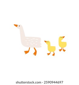 Cute farm animals in flat style. Hand-drawn country goose. Childish character. Cartoon flat graphic vector seamless pattern