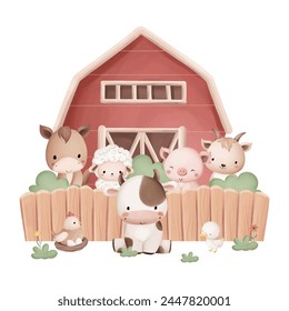 Cute Farm Animals and Farm House
