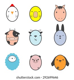 cute farm animals icon isolated on white background