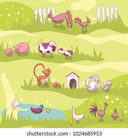 Cute Farm Animals - Isolated Cartoon Animals Collection