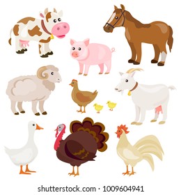 cute farm animals isolated. vector illustration