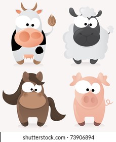 Cute farm animals set