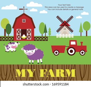 cute farm card design. vector illustration