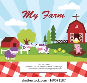 cute farm card design. vector illustration