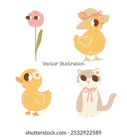 Cute Farm Character Vector Illustration for Kids and Nature-Themed Designs