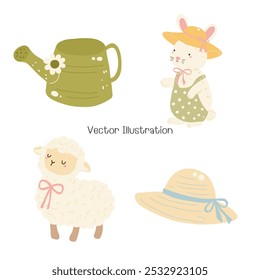 Cute Farm Character Vector Illustration for Kids and Nature-Themed Designs