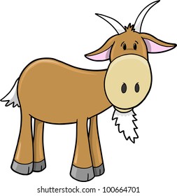 Cute Farm Goat Vector Illustration