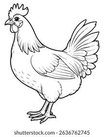 Cute farm hen Illustration Coloring Book