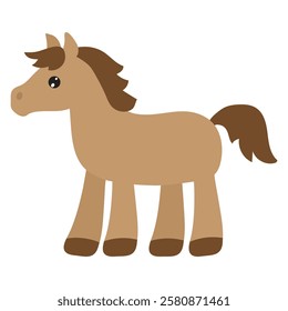 Cute farm horse vector cartoon illustration
