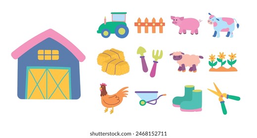 Cute Farm Illustration Set Bundle