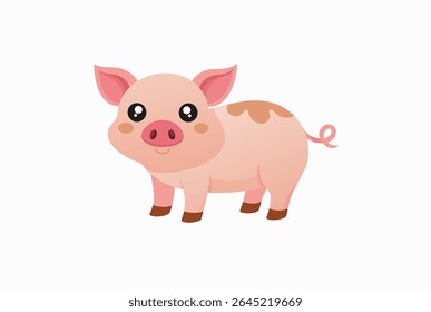 Vetor de design de porco de fazenda bonito no fundo branco