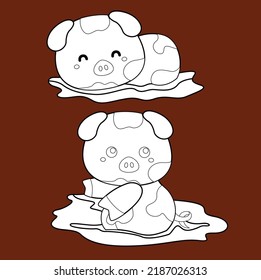 Cute Farm Pig Digital Stamp