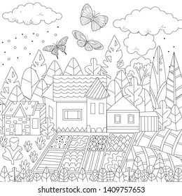 cute farm for your coloring book