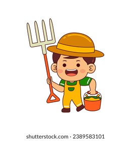 cute farmer boy cartoon character