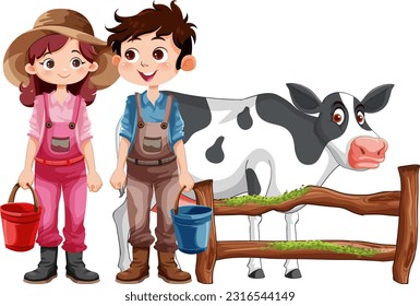 Cute farmer cartoon character illustration