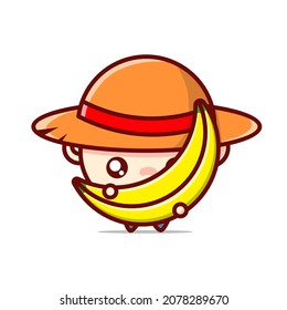 cute farmer character and banana