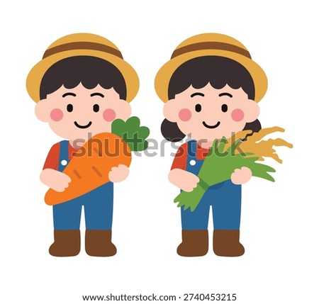Cute Farmer Character Illustration Set