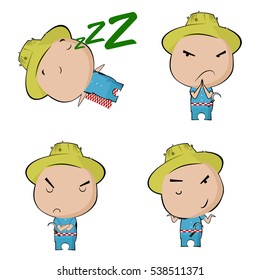 The cute farmer emotion cartoon 4