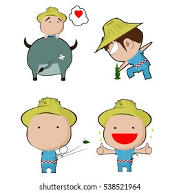 The cute farmer emotion cartoon 7