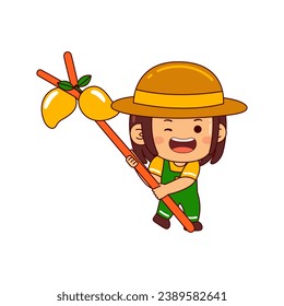 cute farmer girl cartoon character