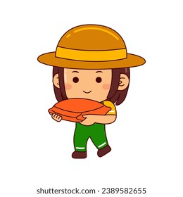 cute farmer girl cartoon character