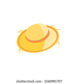 cute farmer hat, straw hat on white background vector illustration design