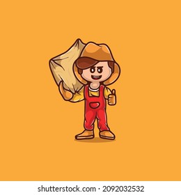 cute farmer illustration, suitable for mascot design or farmer t-shirts