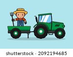 Cute farmer standing on lorry