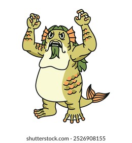 Cute fary tale character color line illustration. Fictional monster. Editable stroke.