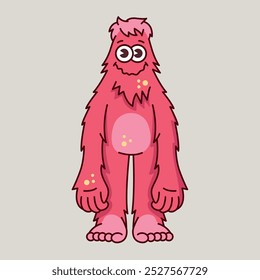 Cute fary tale character color line illustration. Pose and emotions of the monster. Editable stroke.