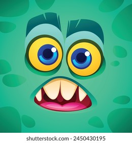 Cute fascinated monster character face expression. Vector cartoon illustration