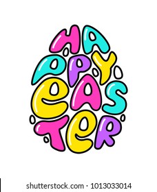 Cute fashion 80s style Happy Easter typography lettering