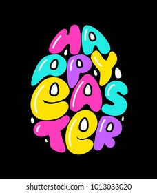 Cute fashion 80s style Happy Easter typography lettering