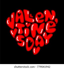 Cute fashion 80s style Happy Valentines Day typography lettering